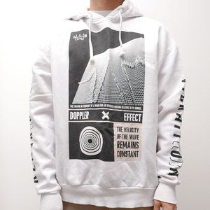 Black and White Matrix Trippy Graphic Printed Hoodie - Size M